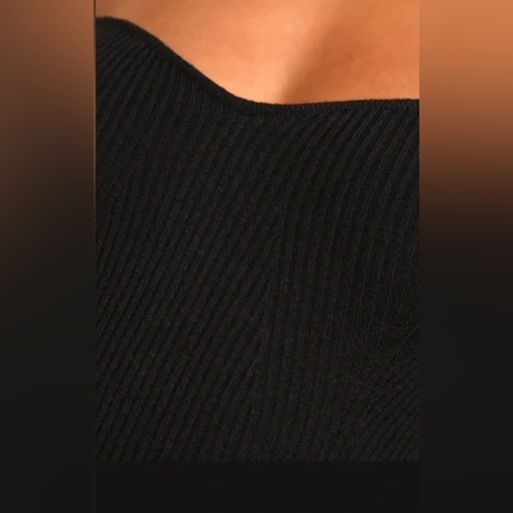 Lulus Fall Feelings Black Ribbed Bodycon knit Midi Sweater Dress Long Sleeve L - Picture 6 of 11